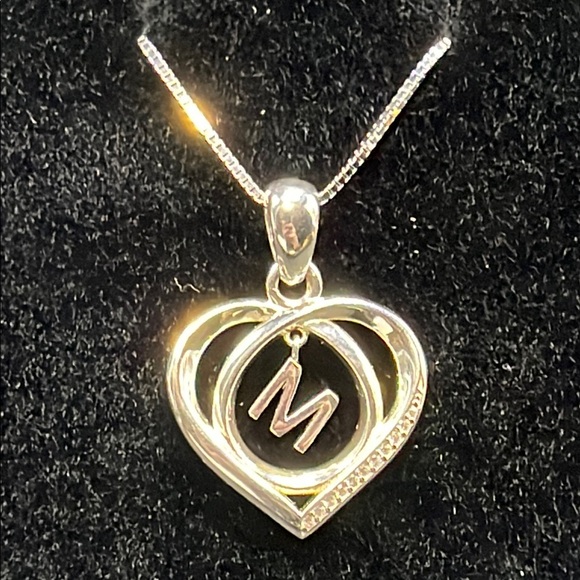 Alov 925 Silver M Heart Necklace